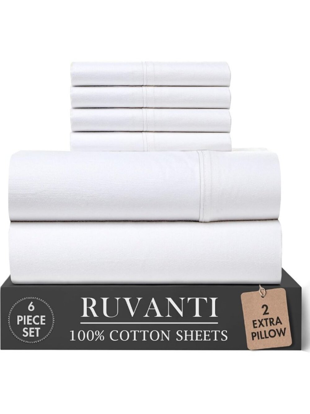 100% Cotton Queen Sheet Set - Soft Percale Bedding in Bright White, Cozy